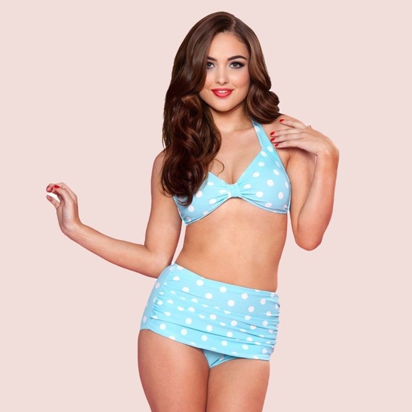 🌺 Esther Williams Polka Dot Bikini Set Aqua - Picture 1 of 4